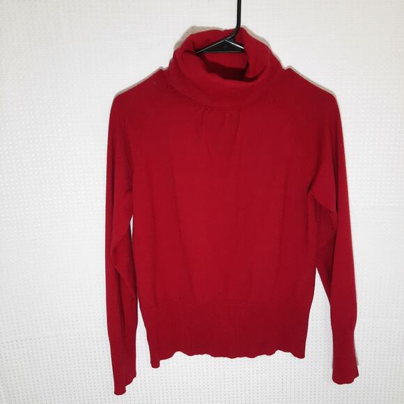 Ann Taylor Loft Women’s Red Turtleneck Sweater L Soft Knit Rayon Nylon - Picture 1 of 4